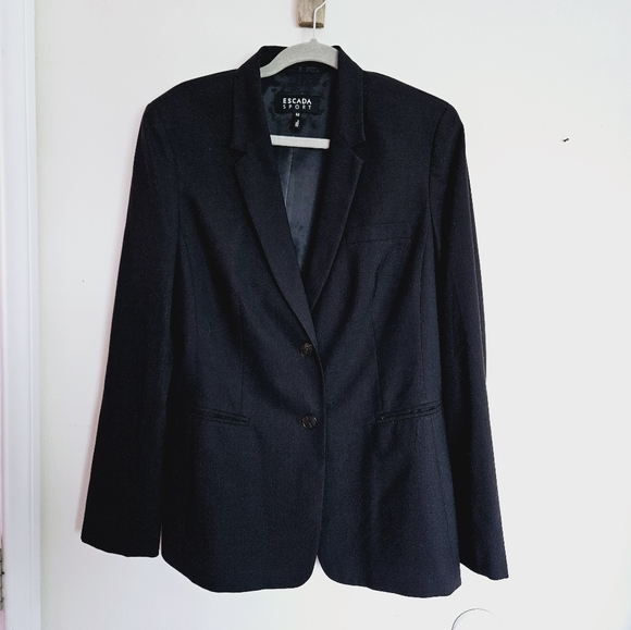 ESCADA SPORT lightweight wool button up blazer suit jacket coat blue - Picture 6 of 7